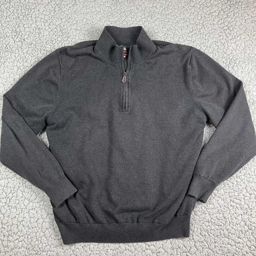 Bolle Lined 1/4 Zip Knit Golf Sweater Mens Medium Gray Warm Layers